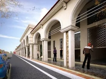 تصميم المدخل الرئيسي والشوارع المحيطة بالسوق من أعلى
